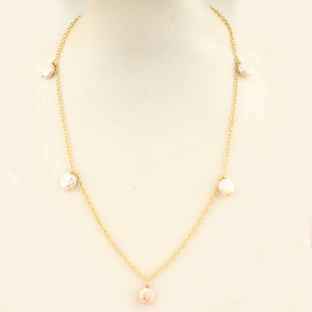 Mother of Pearl necklace for women, Brass with 22k gold plated jewelry, Handmade jewelry
